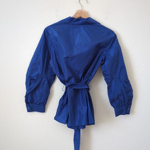 Lafayette 148 New York Womens Top Sheen Shiny 100% Silk Blouse Royal Blue Sz 4 S - Picture 2 of 6